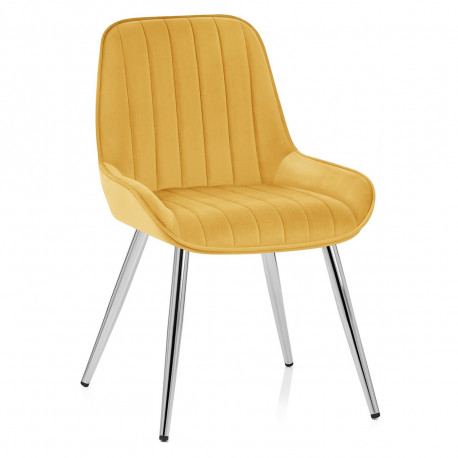 Silla Terciopelo Cromo - Mustang Amarillo