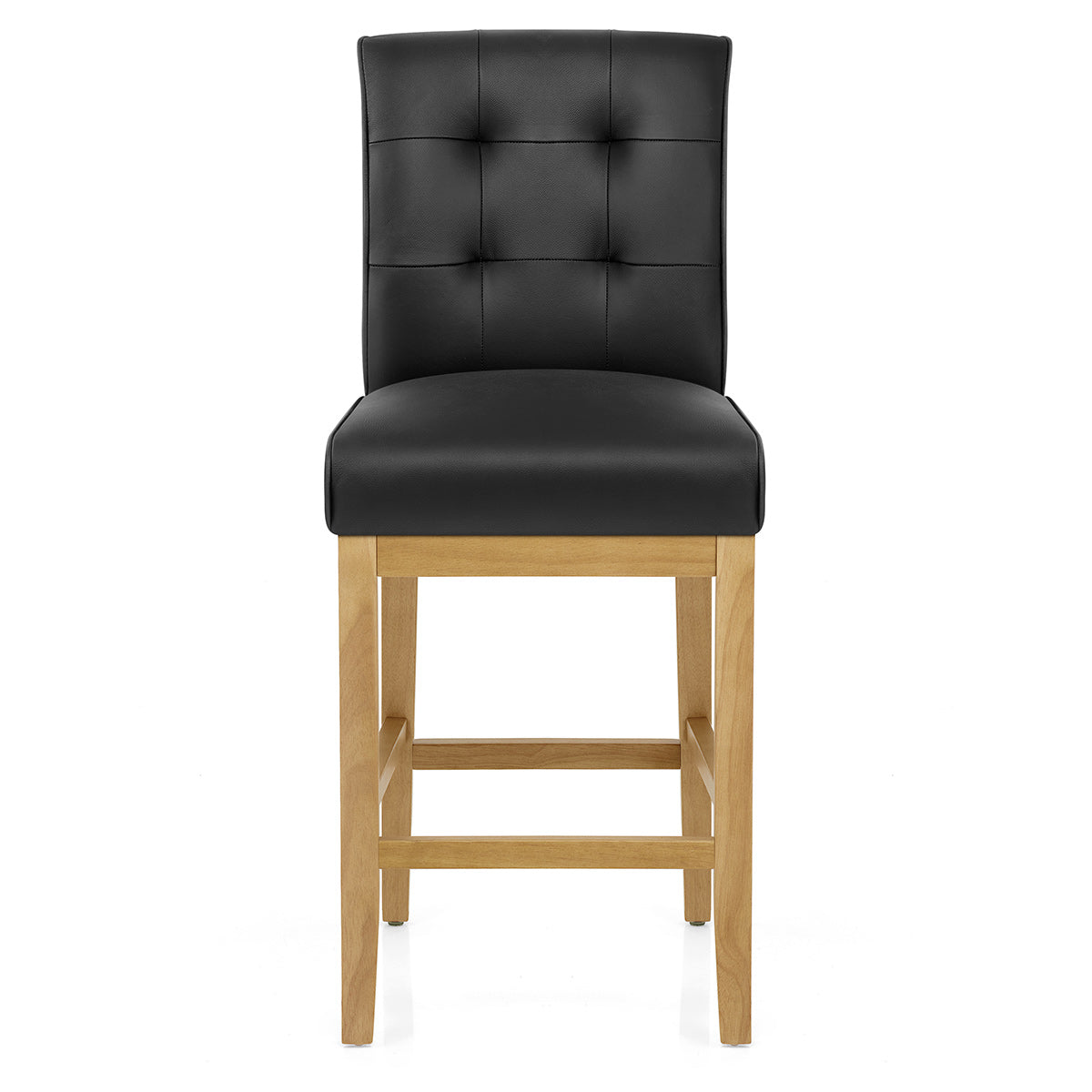Taburete Cuero Auténtico - Ashby Negro