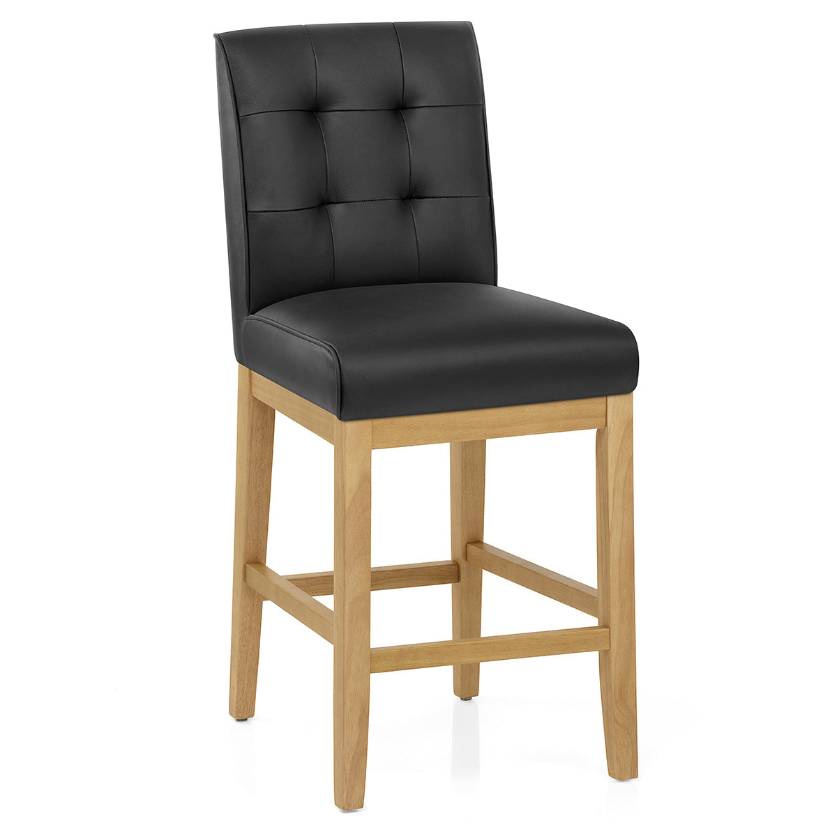 Taburete Cuero Auténtico - Ashby Negro