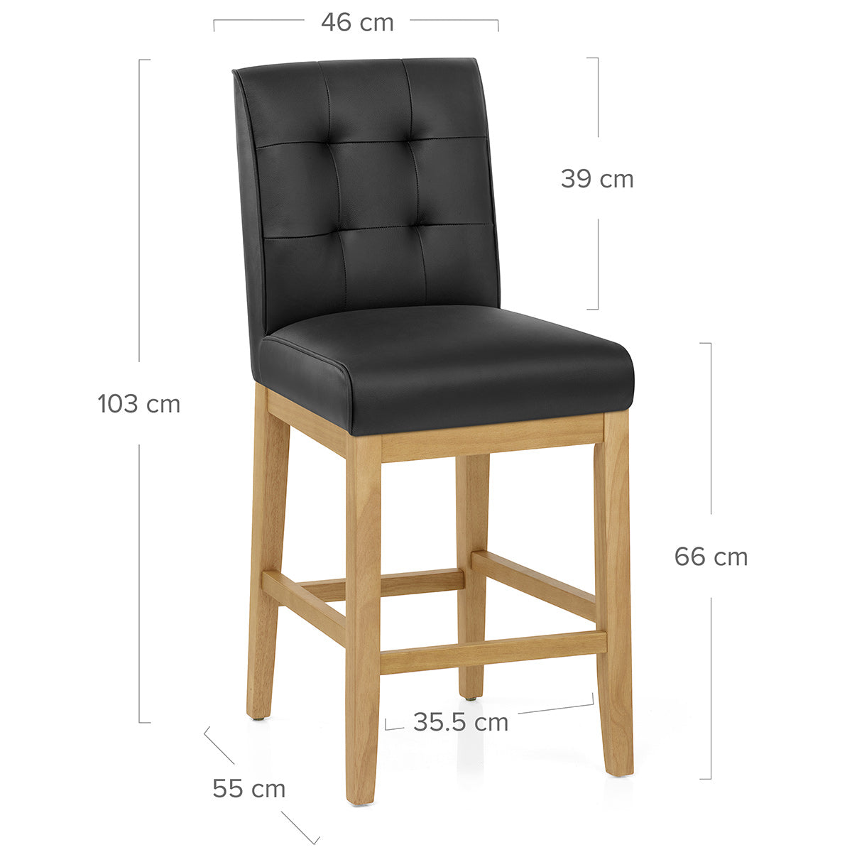 Taburete Cuero Auténtico - Ashby Negro