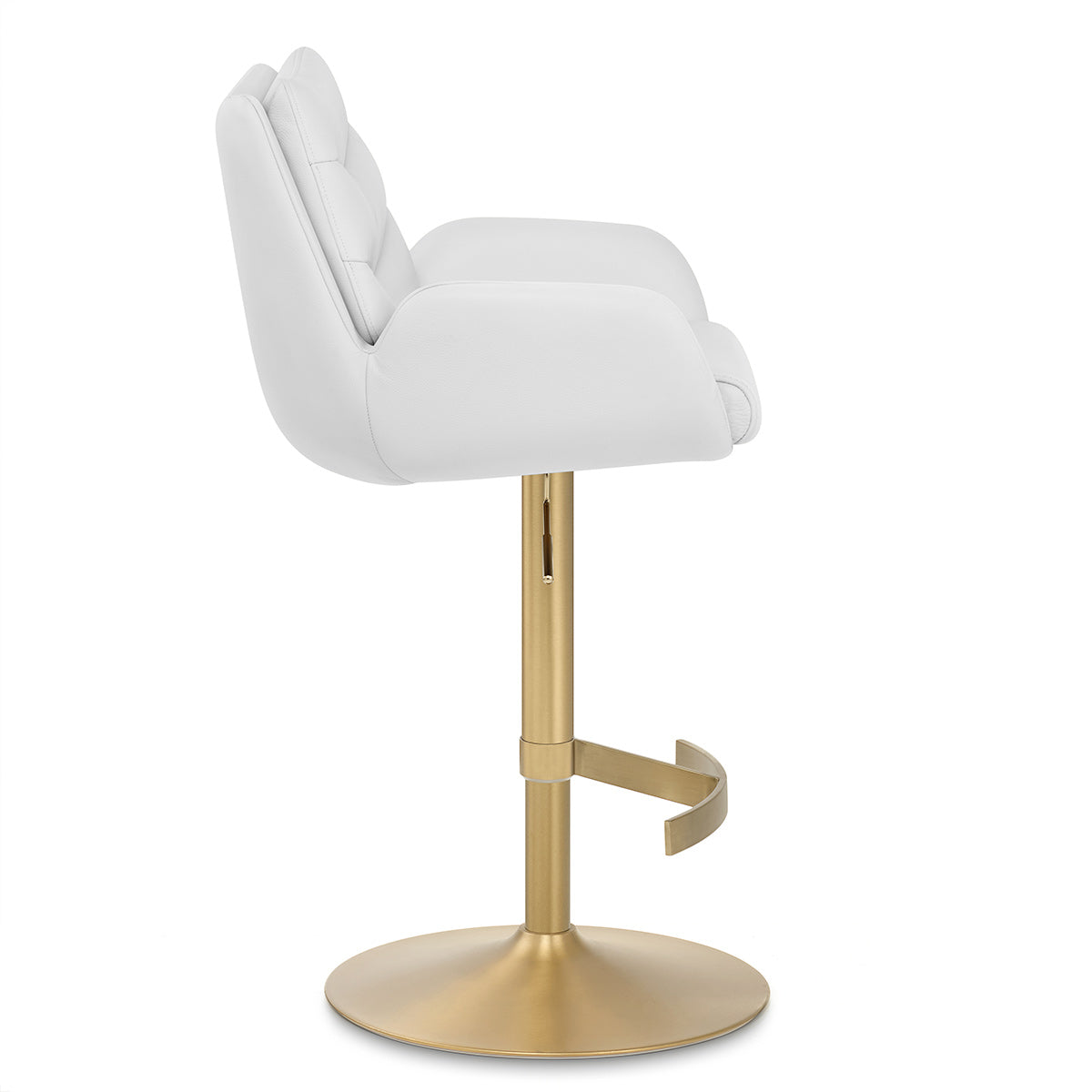 Taburete Cuero Auténtico Oro - Seville Blanco