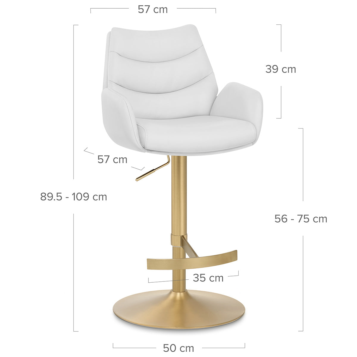 Taburete Cuero Auténtico Oro - Seville Blanco