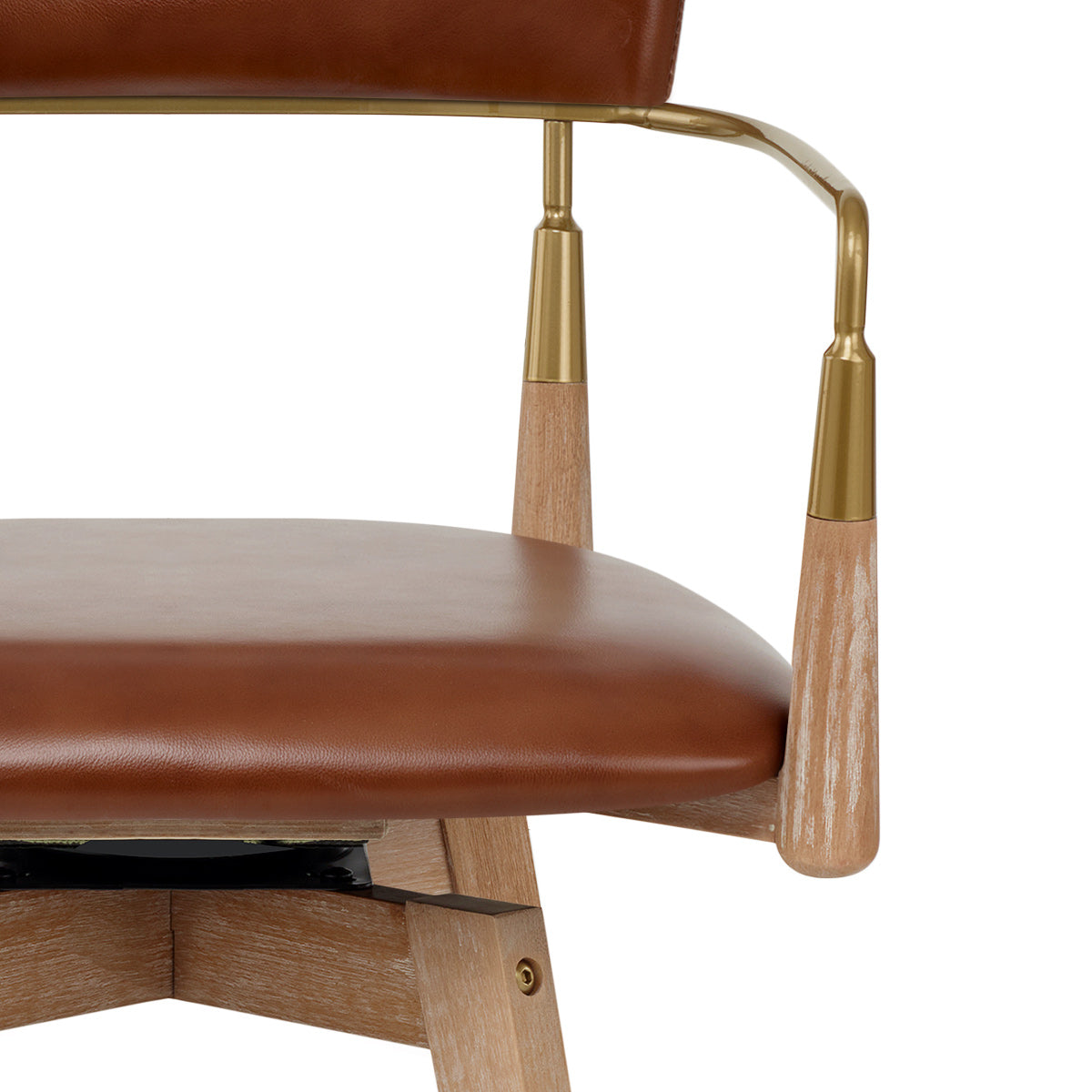 Taburete Cuero Auténtico Madera - Reed Marrón