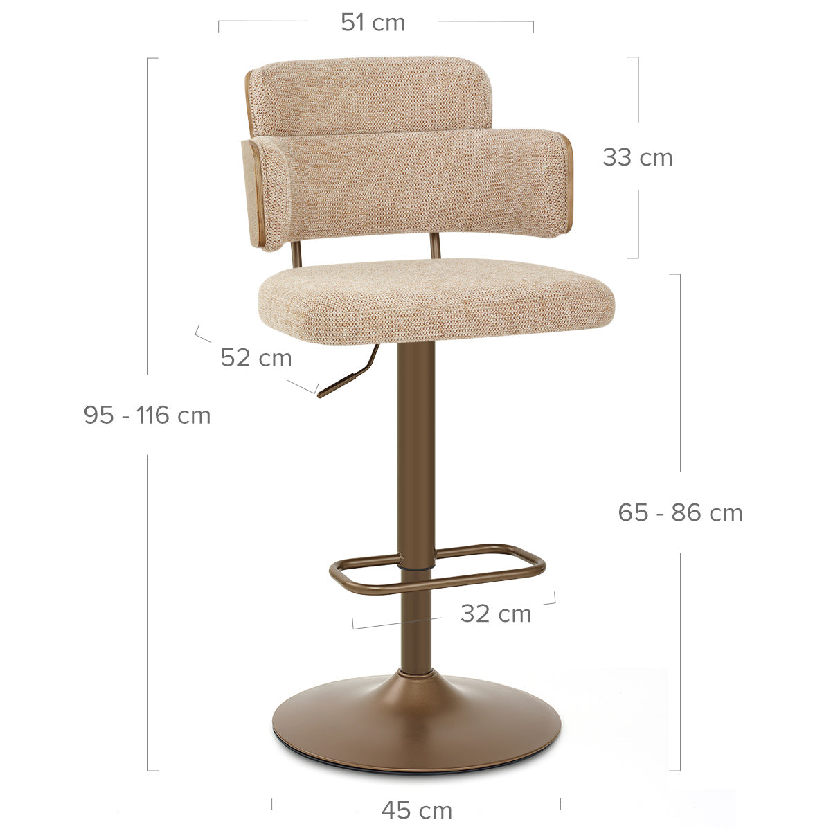 Taburete Tela Cobre - Logan Crema