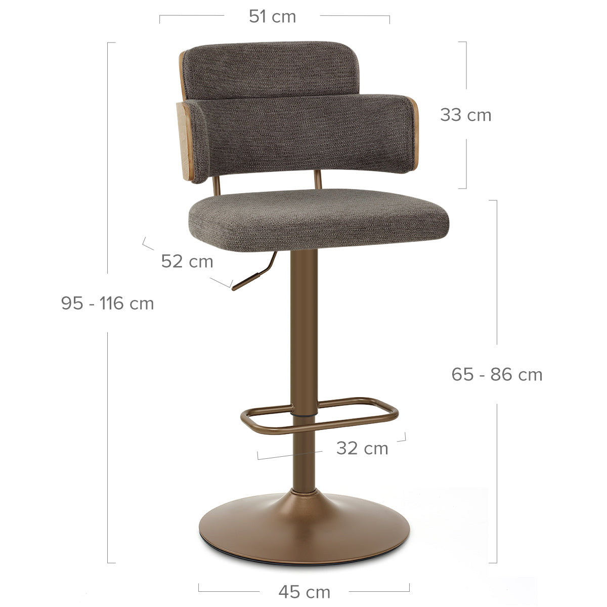 Taburete Tela Cobre - Logan Gris