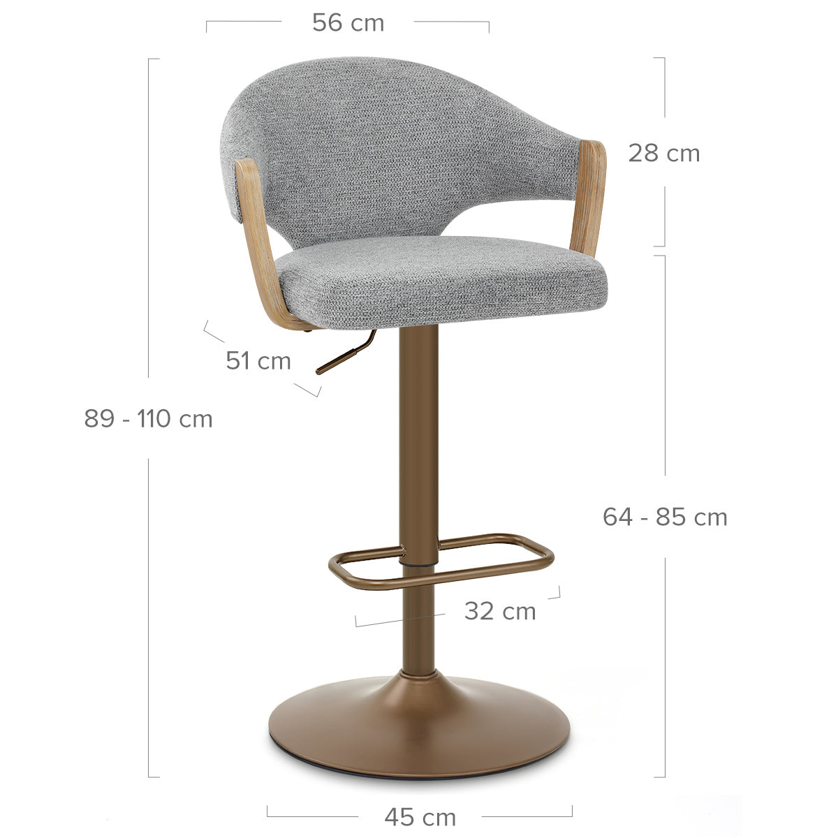 Taburete Tela Cobre - Arco Gris