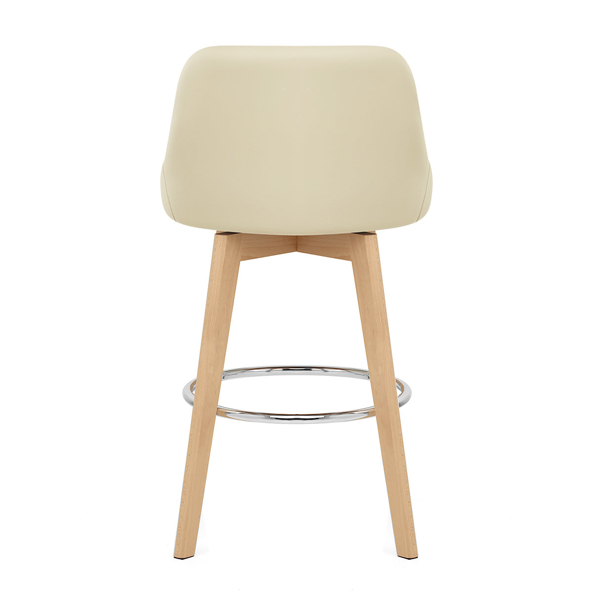 Taburete Cuero Auténtico Roble - Hamilton Crema