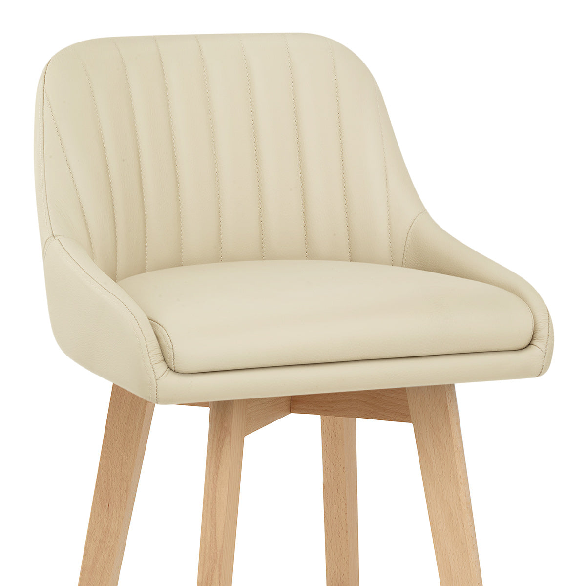 Taburete Cuero Auténtico Roble - Hamilton Crema