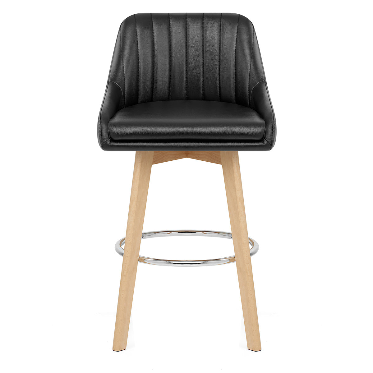 Taburete Cuero Auténtico Roble - Hamilton Negro