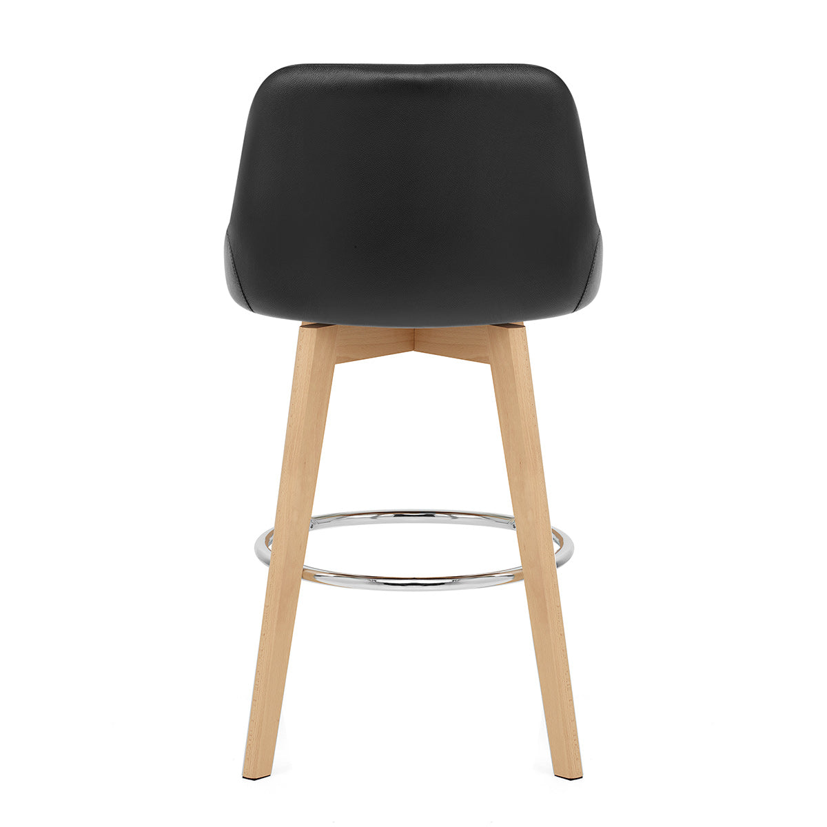 Taburete Cuero Auténtico Roble - Hamilton Negro