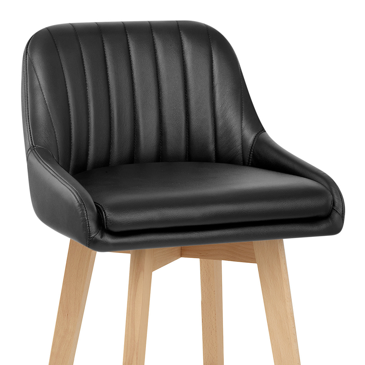 Taburete Cuero Auténtico Roble - Hamilton Negro