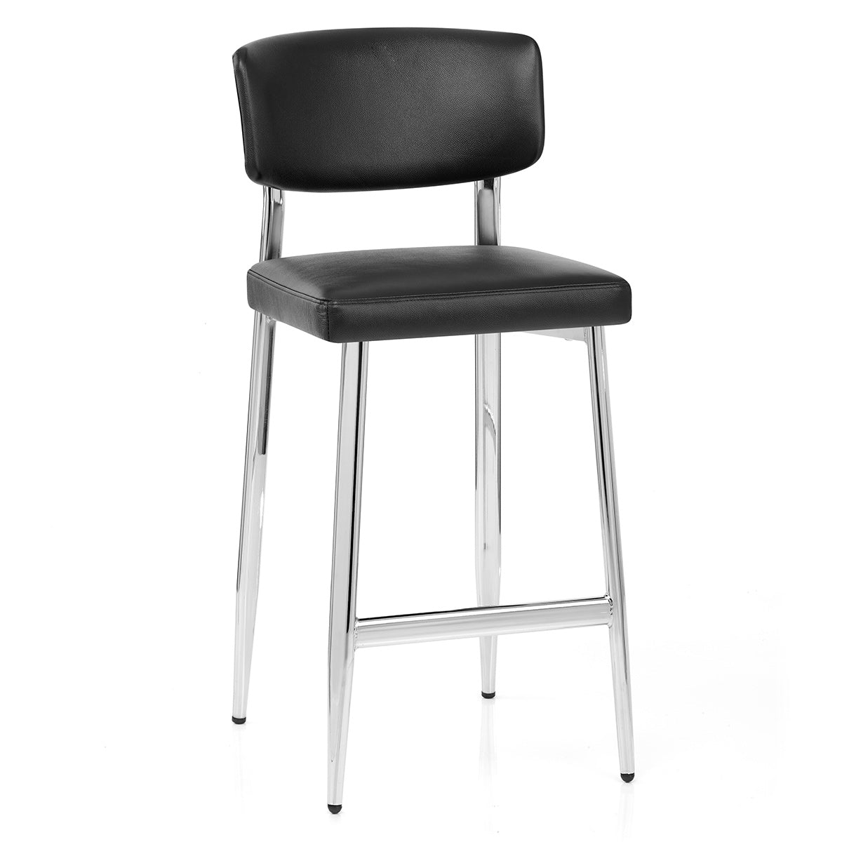 Taburete Cuero Auténtico - Parker Negro