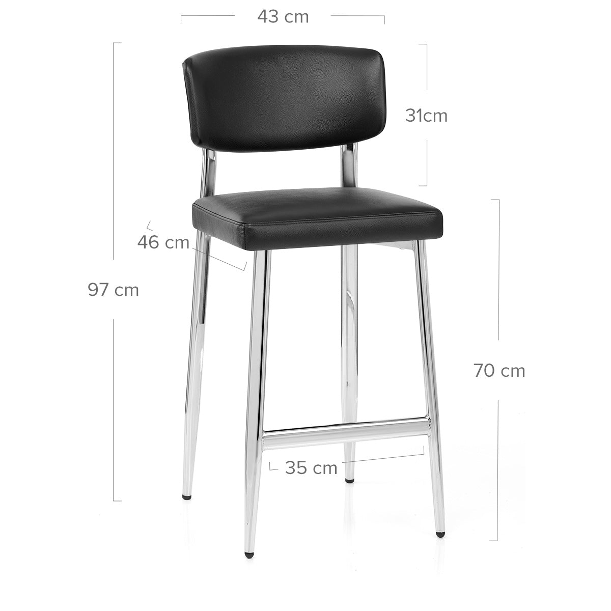 Taburete Cuero Auténtico - Parker Negro