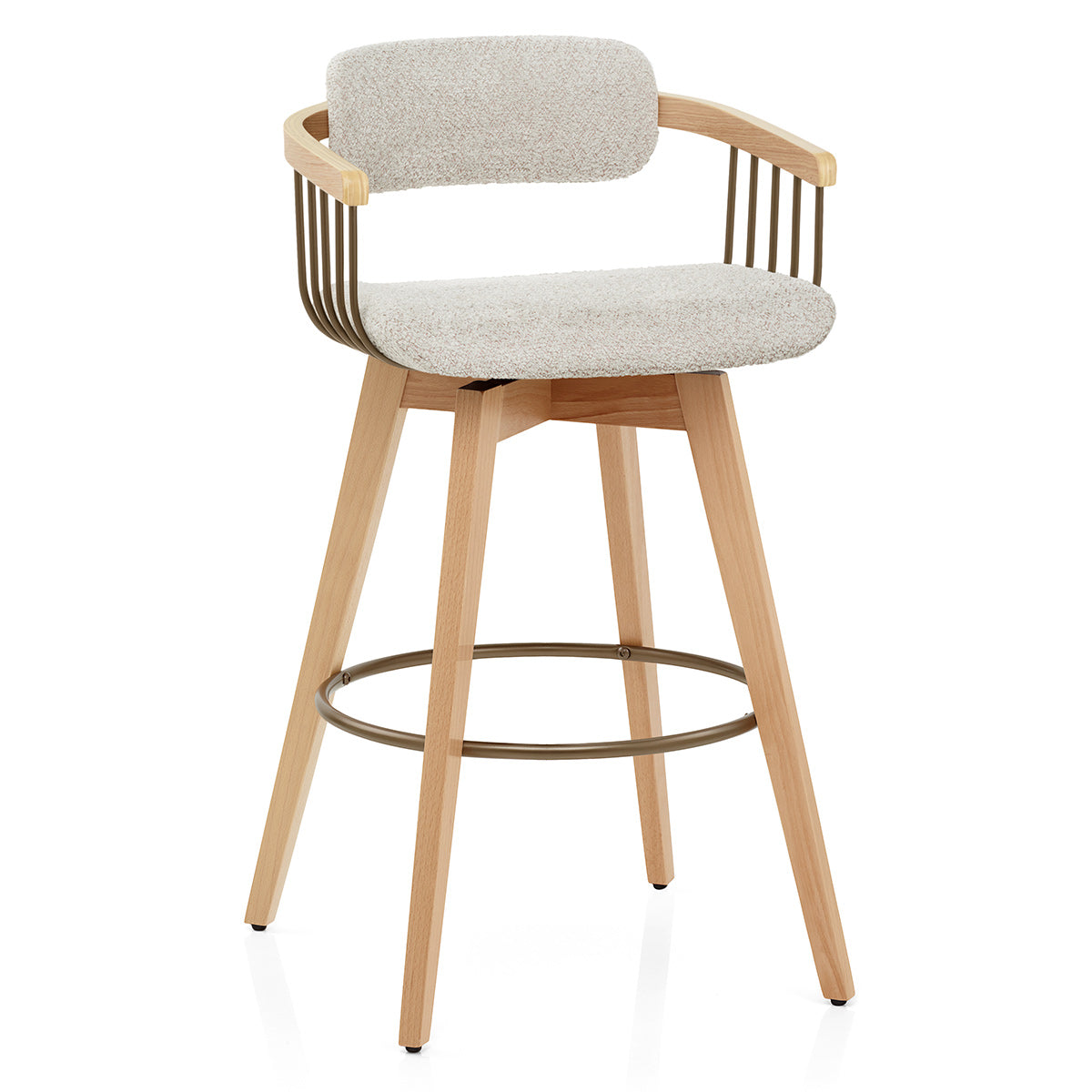 Taburete Tela Roble - Electra Crema