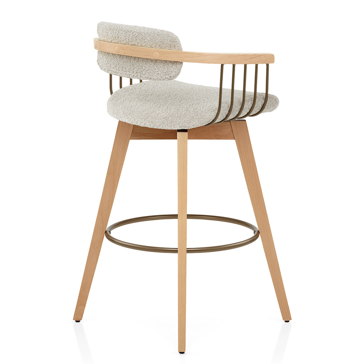 Taburete Tela Roble - Electra Crema