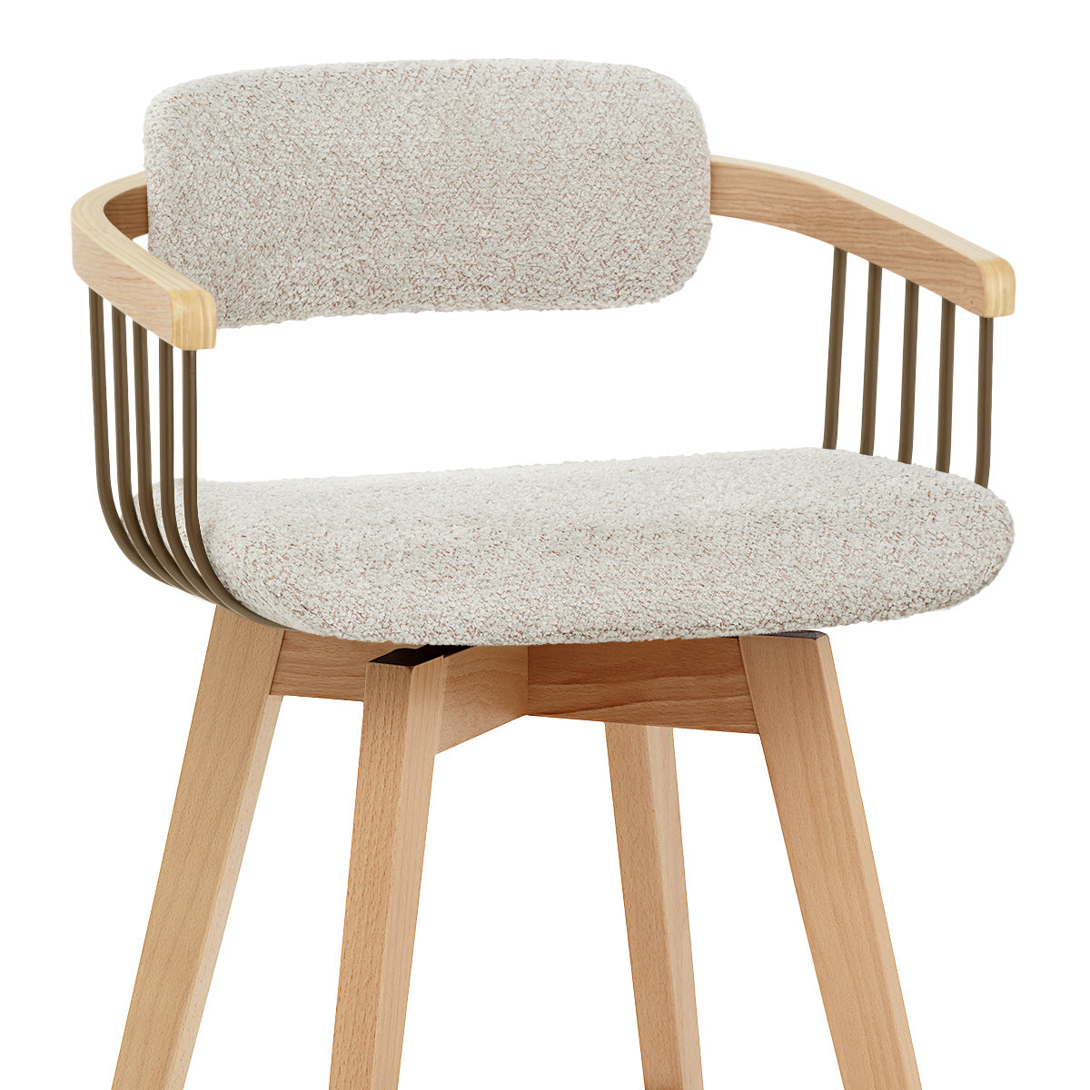 Taburete Tela Roble - Electra Crema