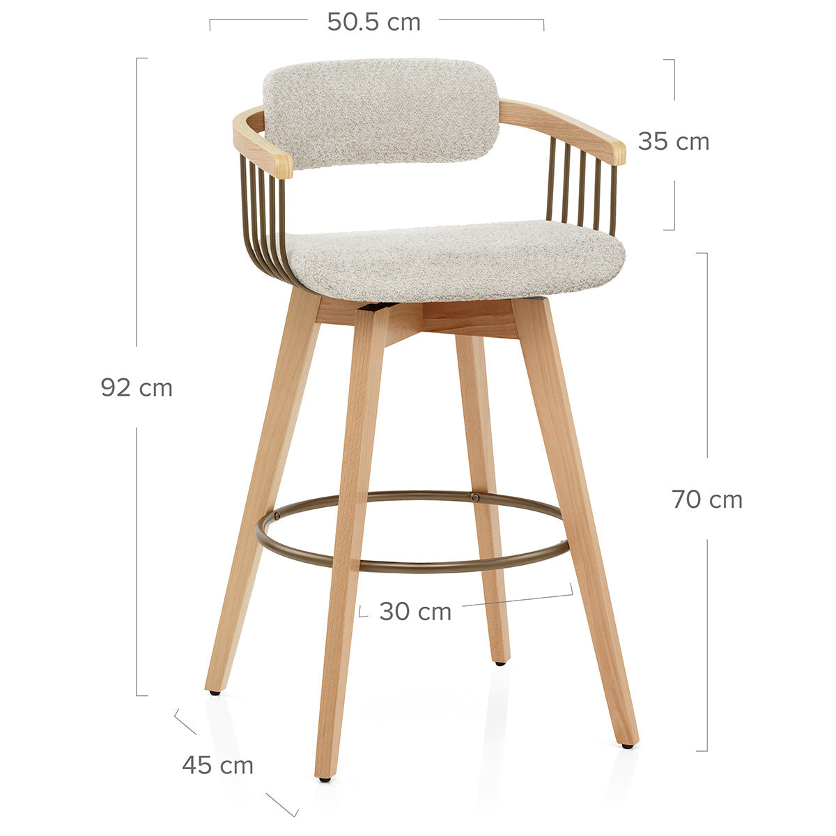 Taburete Tela Roble - Electra Crema