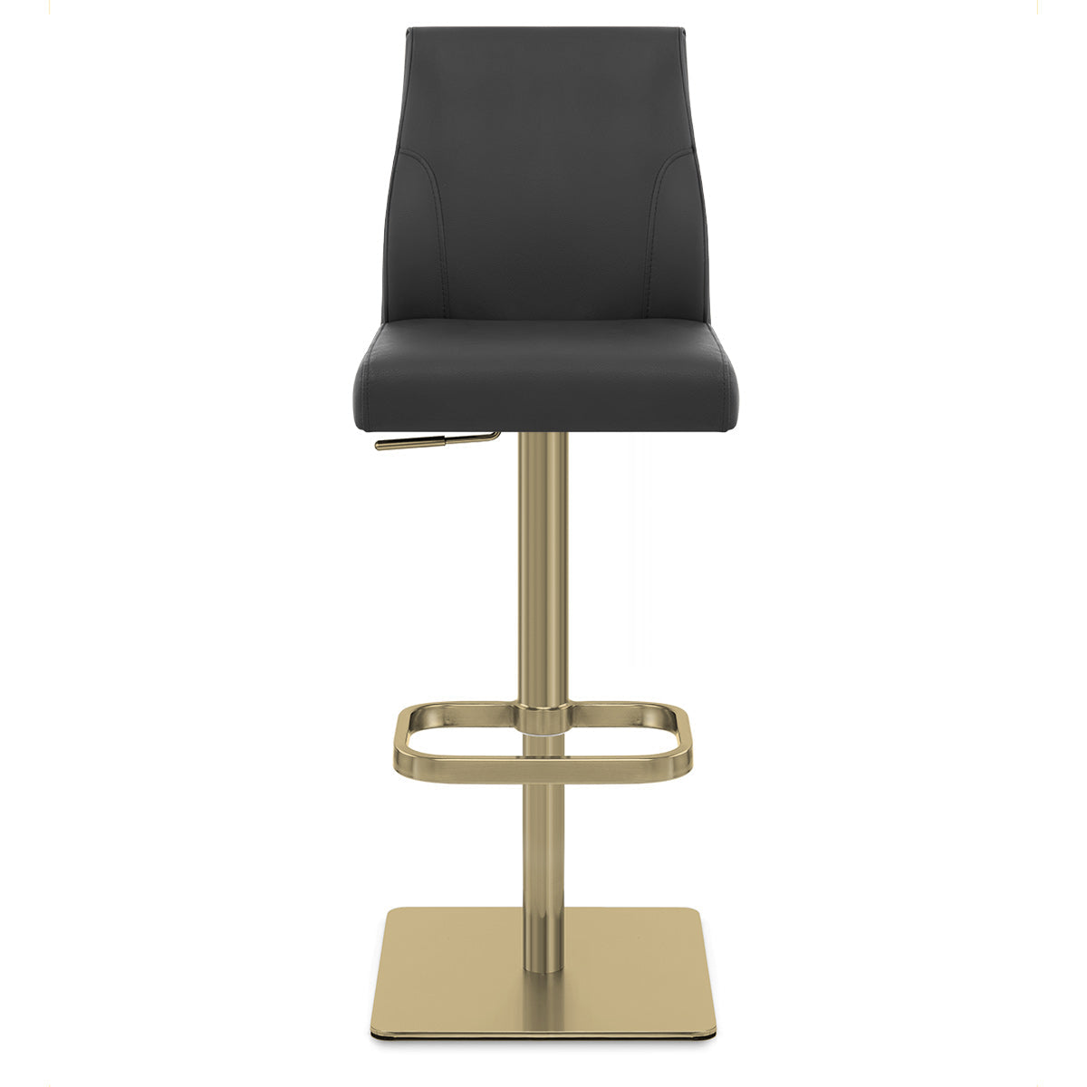 Taburete Cuero Auténtico Dorado - Martello Negro