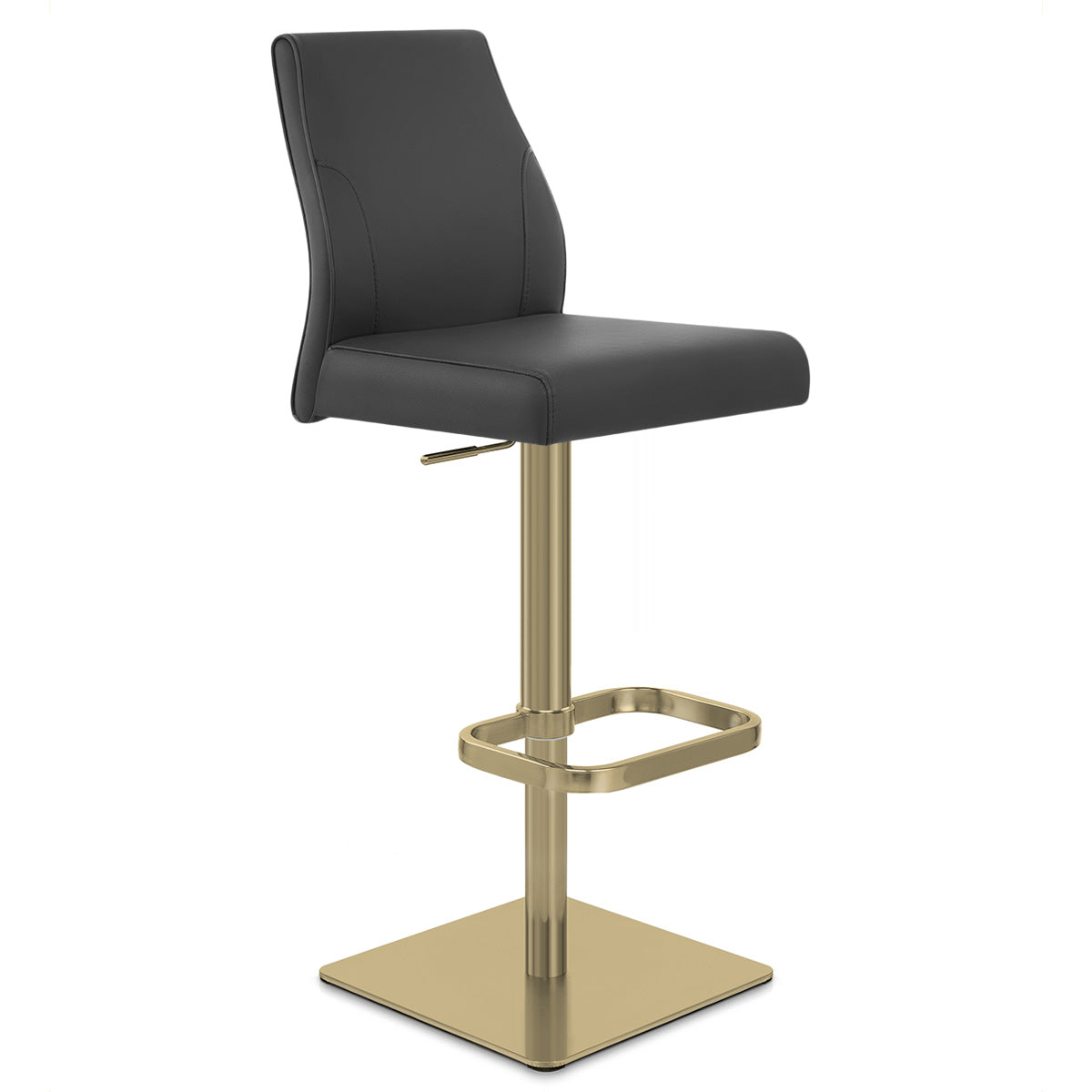 Taburete Cuero Auténtico Dorado - Martello Negro