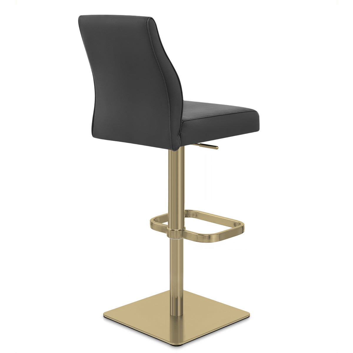 Taburete Cuero Auténtico Dorado - Martello Negro