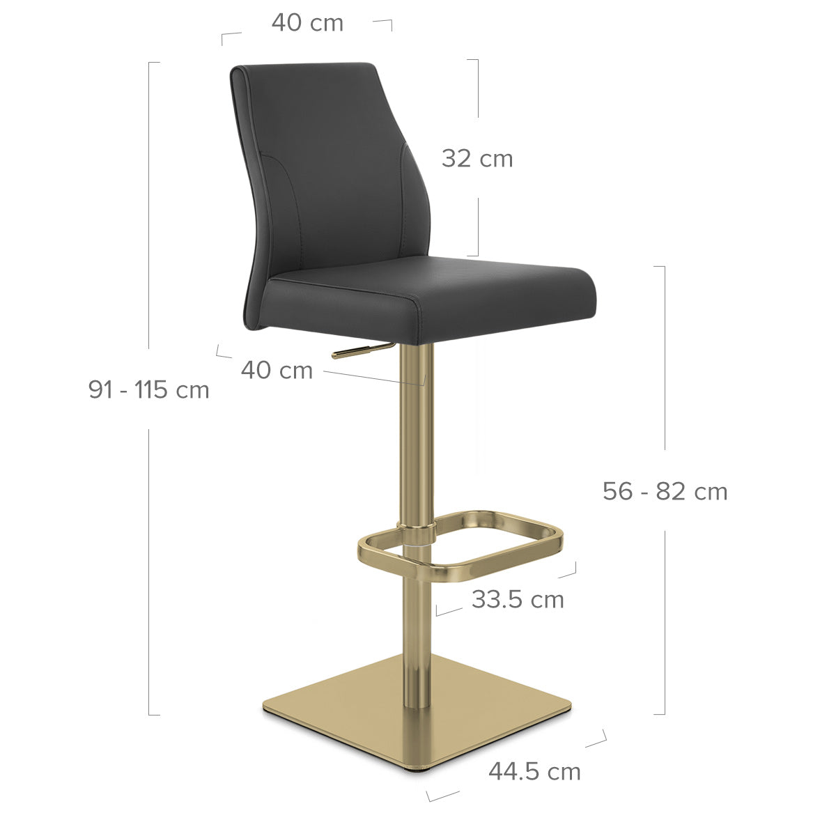 Taburete Cuero Auténtico Dorado - Martello Negro