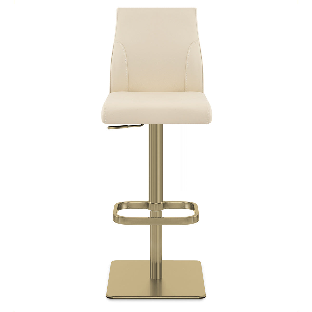 Taburete Cuero Auténtico Dorado - Martello Crema