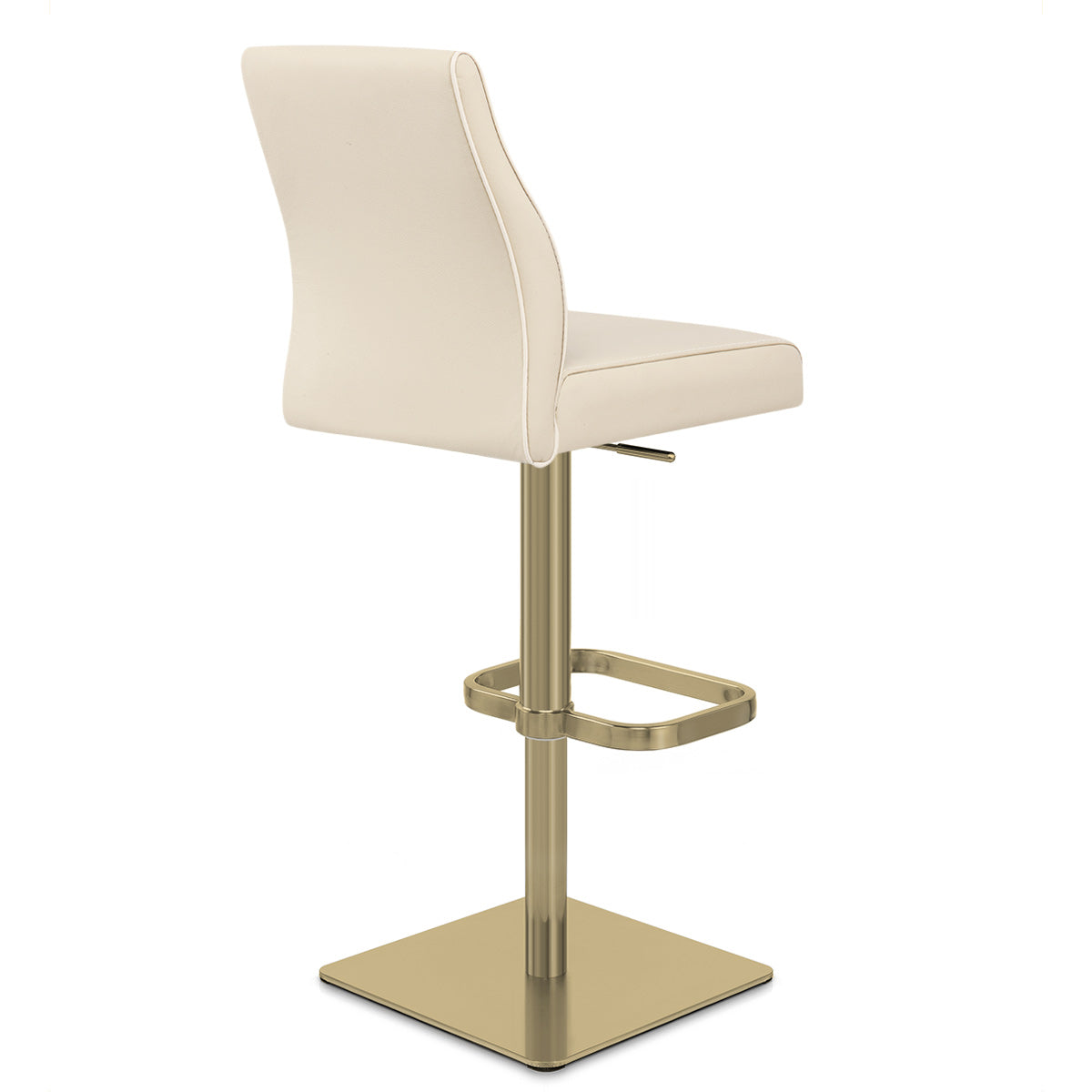 Taburete Cuero Auténtico Dorado - Martello Crema