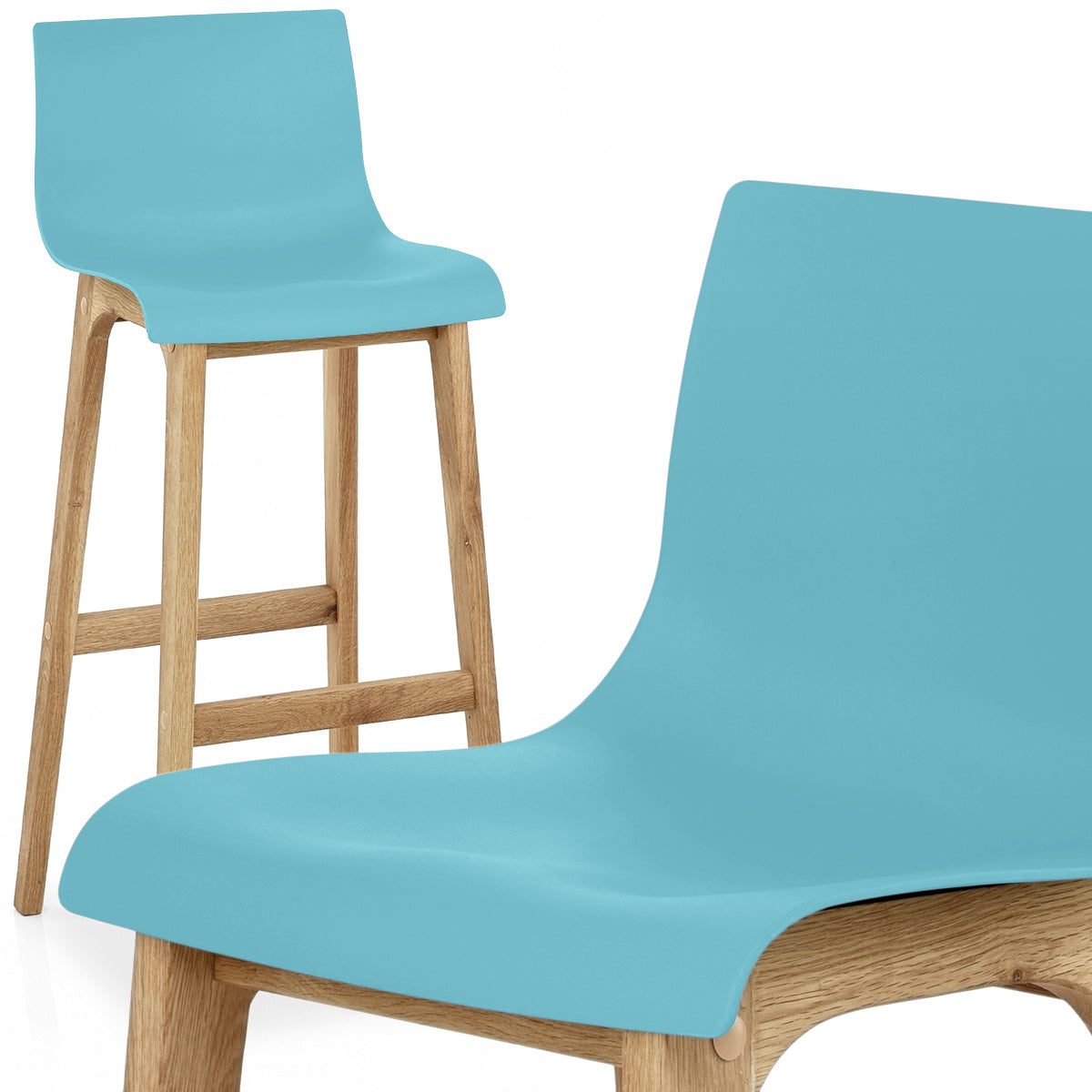 Taburete Madera Resina - Drift Alto Azul