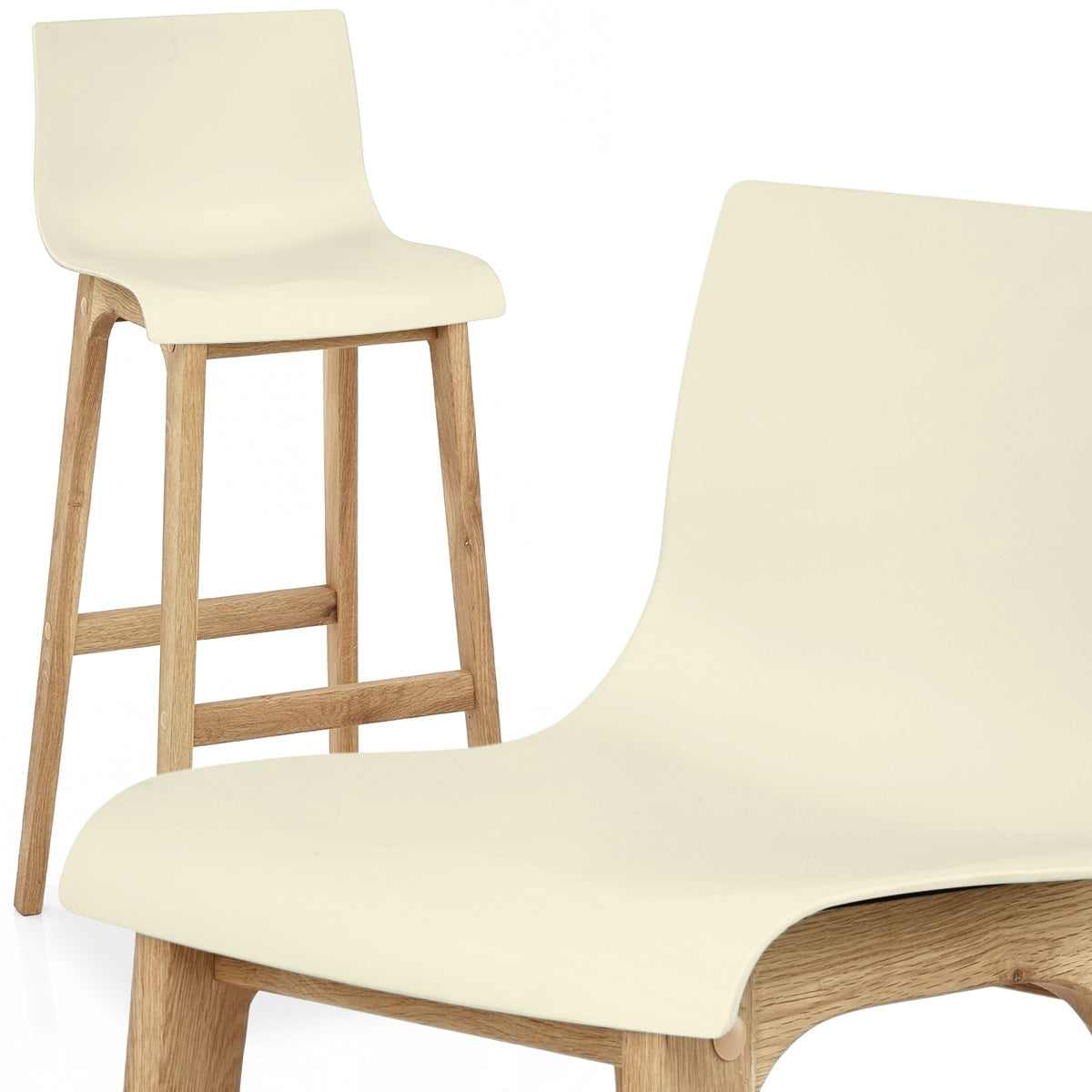 Taburete Madera Resina - Drift Alto Crema