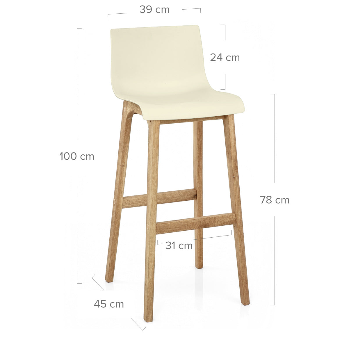 Taburete Madera Resina - Drift Alto Crema