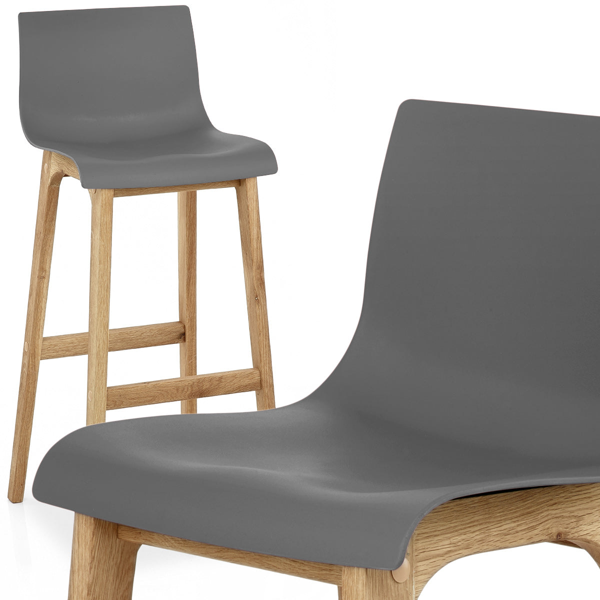 Taburete Madera Resina - Drift Alto Gris Oscuro