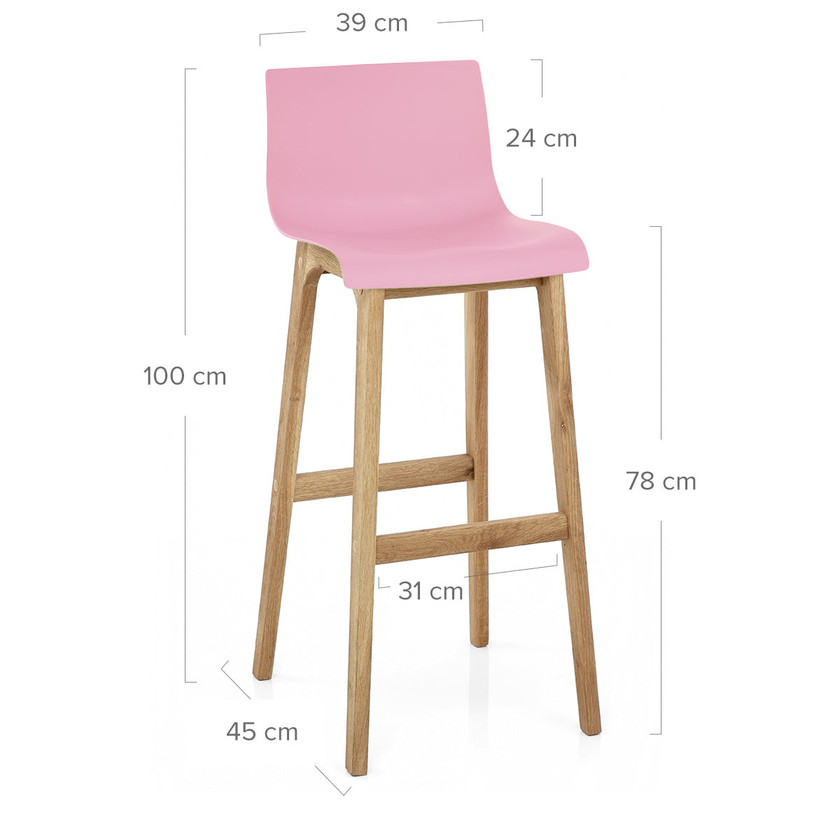 Taburete Madera Resina - Drift Alto Rosa