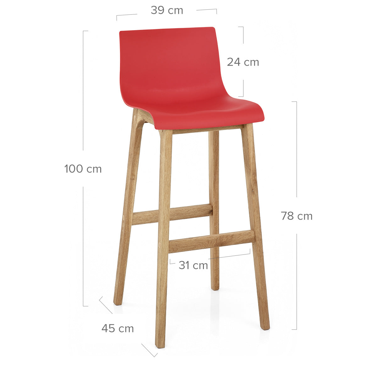 Taburete Madera Resina - Drift Alto Rojo