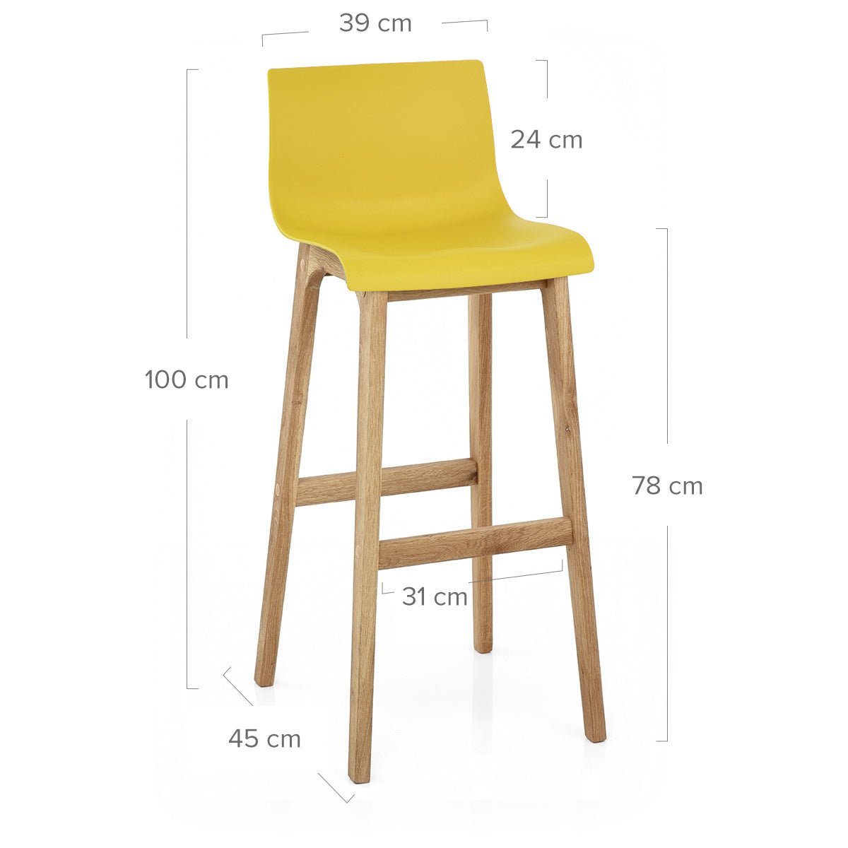 Taburete Madera Resina - Drift Alto Amarillo