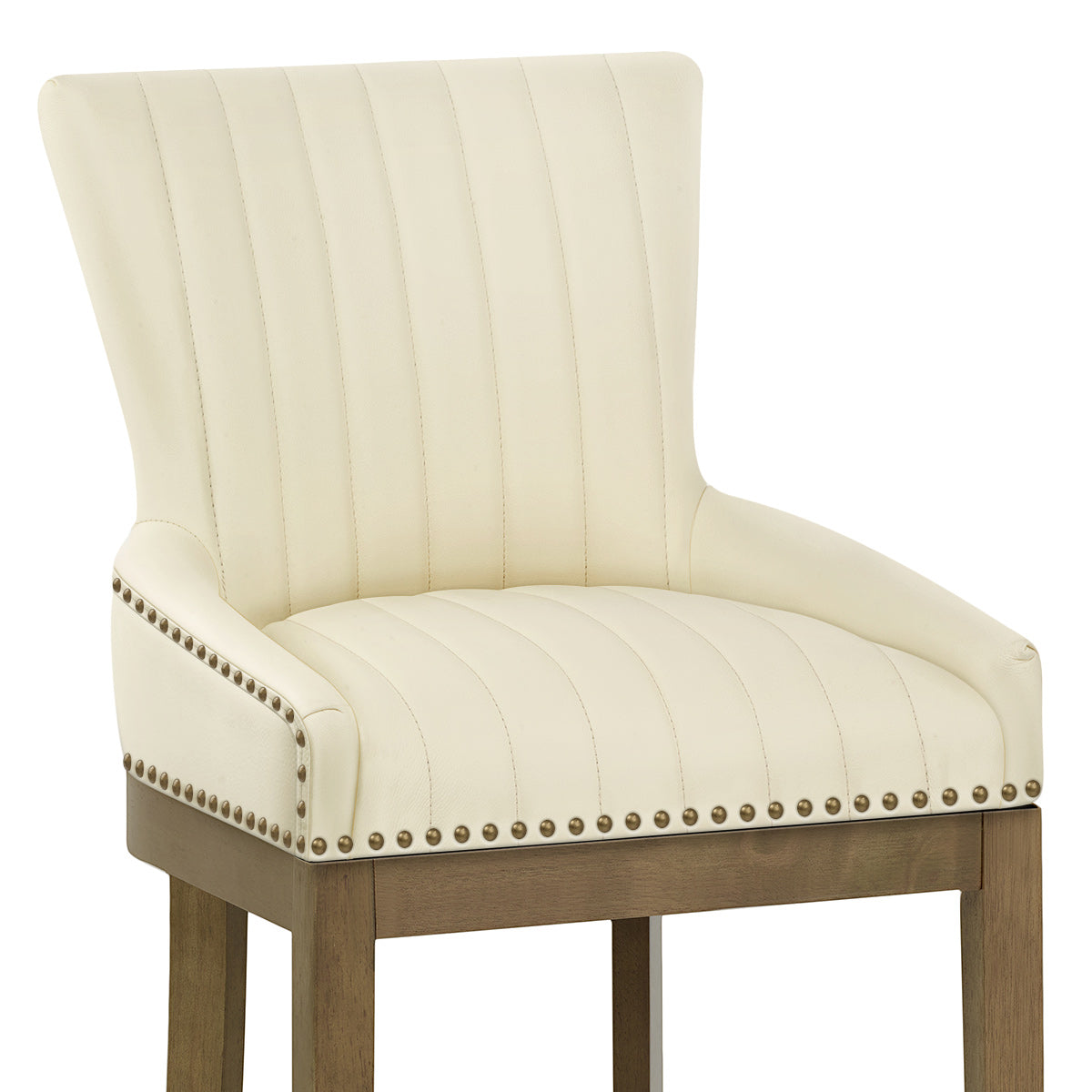 Taburete Cuero Auténtico Roble - Chiltern Crema