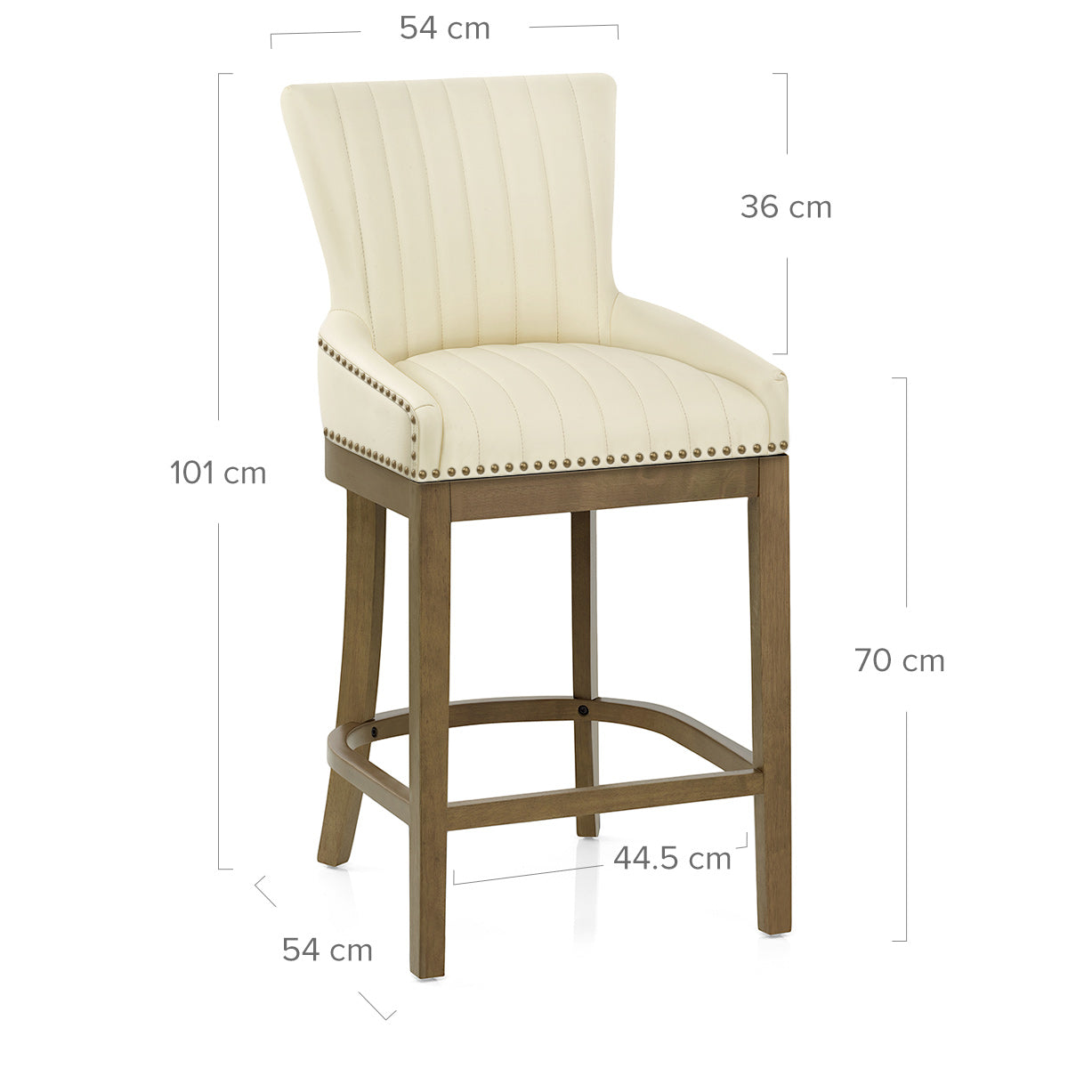 Taburete Cuero Auténtico Roble - Chiltern Crema