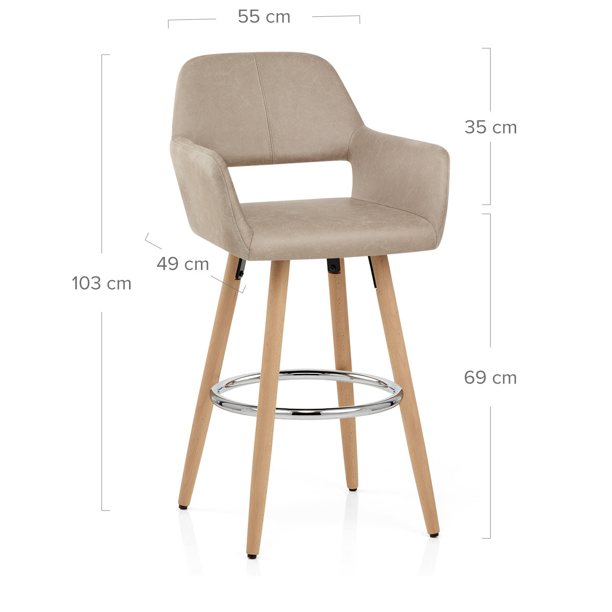 Taburete Polipiel Antiguo Madera - Kite Gris Pardo