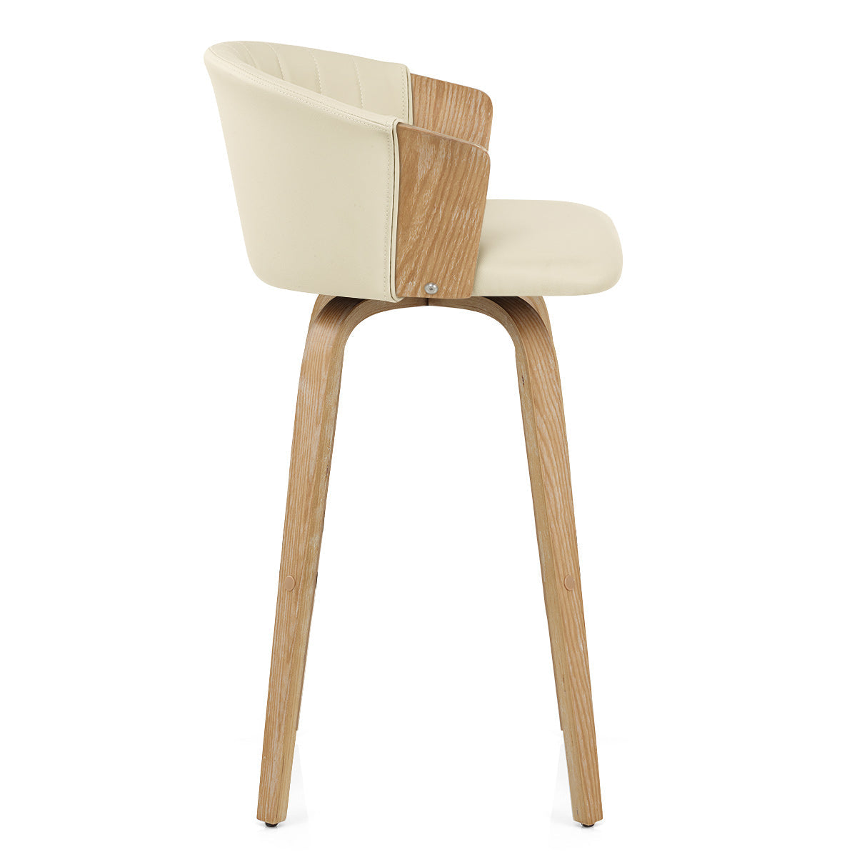 Taburete Cuero Auténtico Roble - Coral Crema