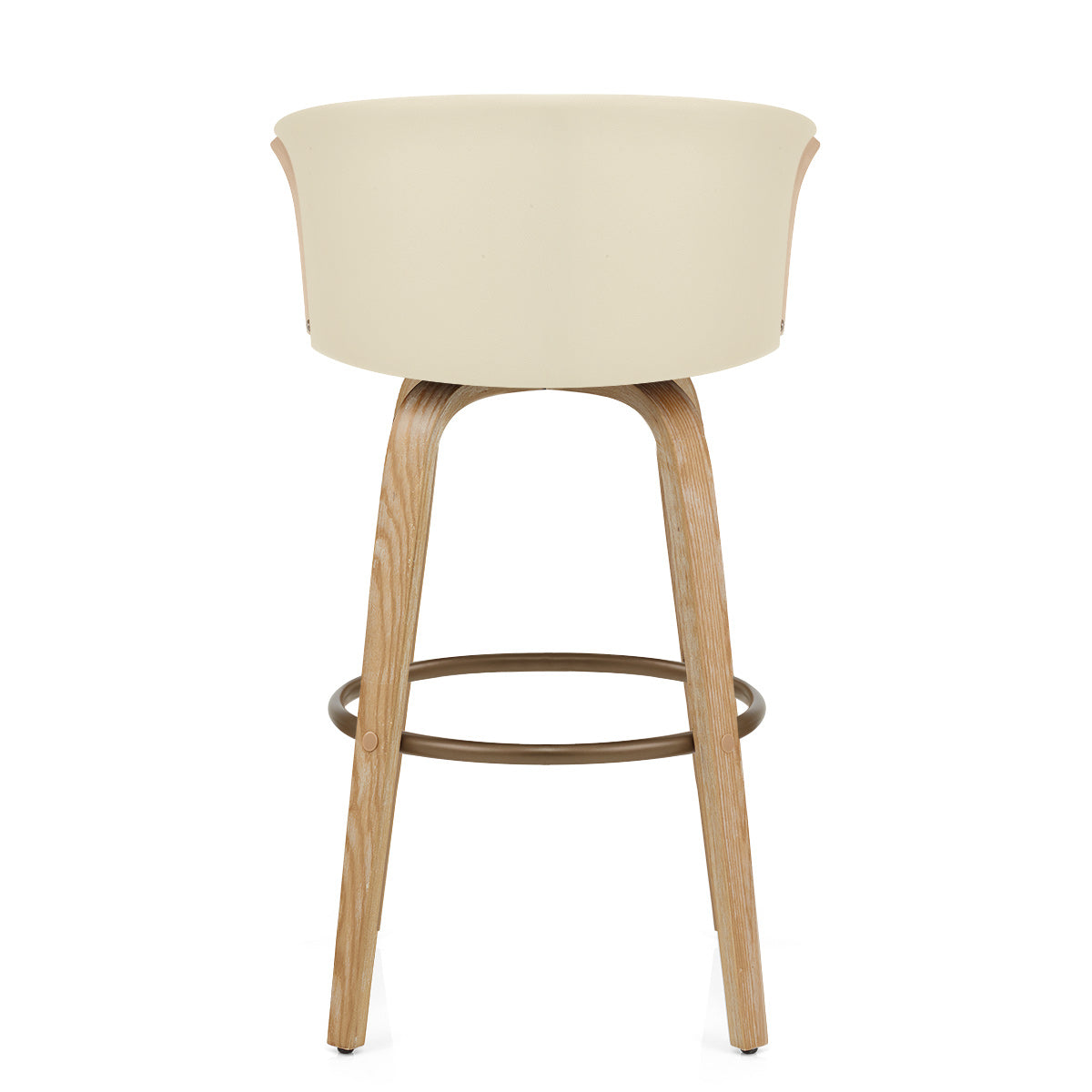 Taburete Cuero Auténtico Roble - Coral Crema