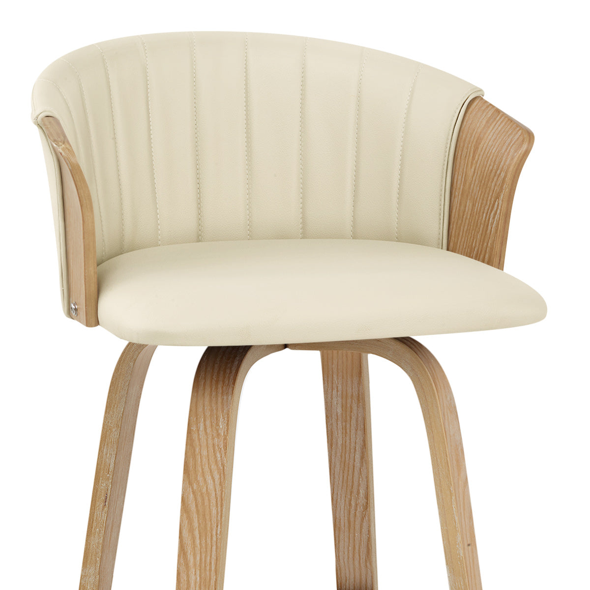 Taburete Cuero Auténtico Roble - Coral Crema