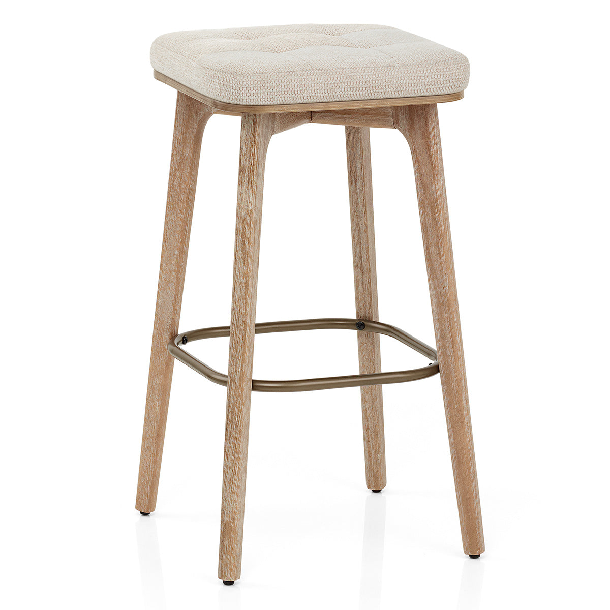 Taburete Tela Madera - Malmo Crema