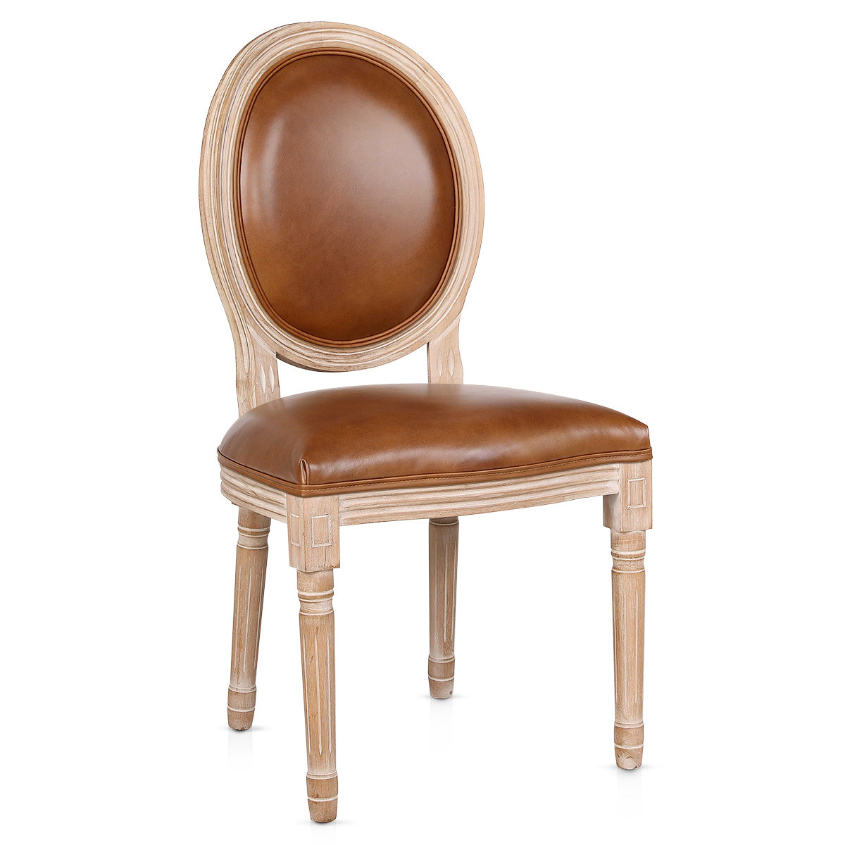 Silla Cuero Auténtico Roble - Louis Marrón