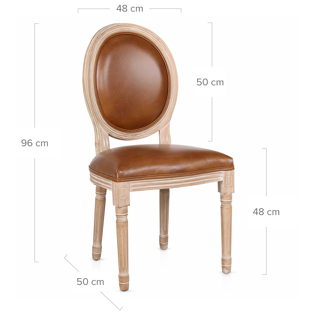 Silla Cuero Auténtico Roble - Louis Marrón
