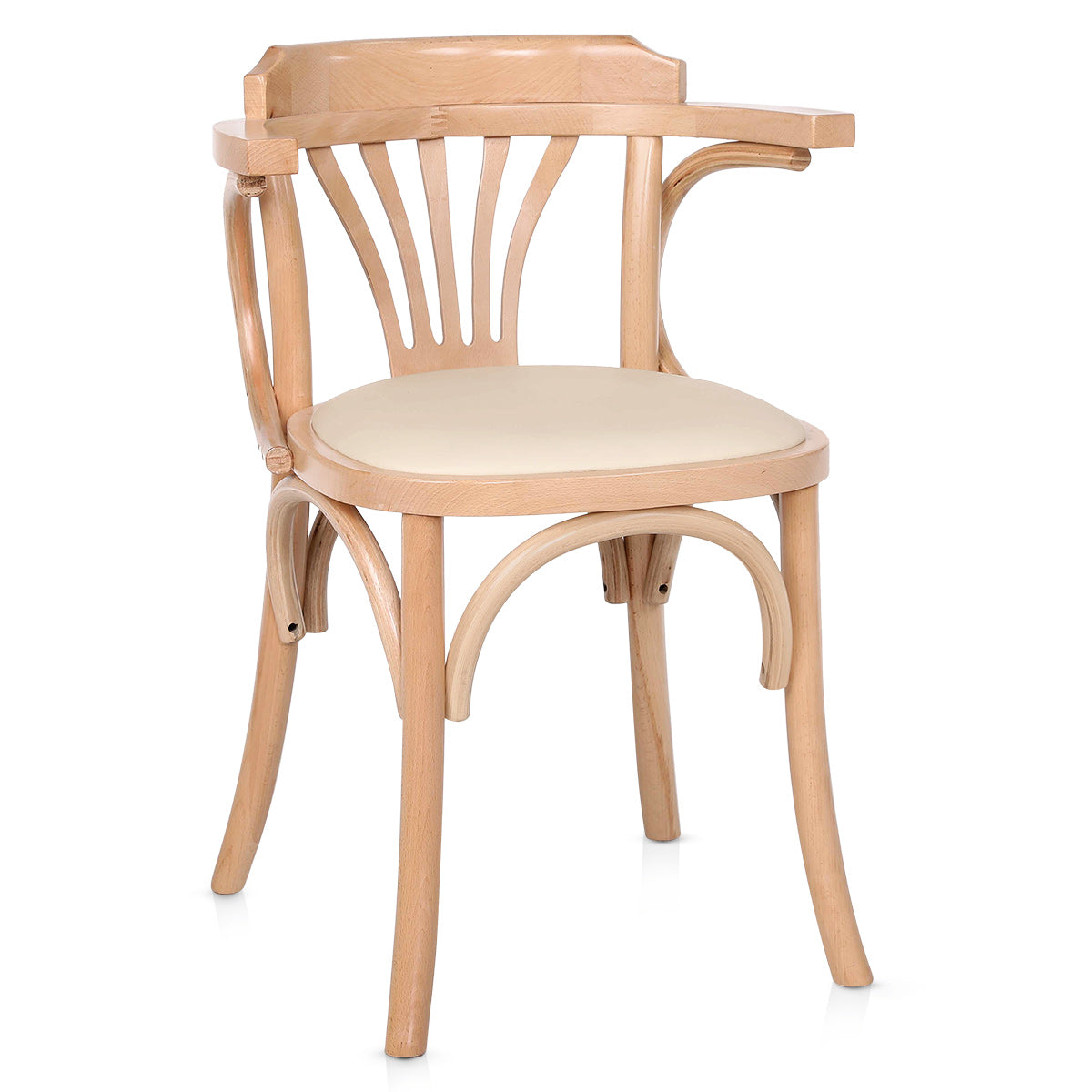 Silla Cuero Auténtico Roble - Jules Crema