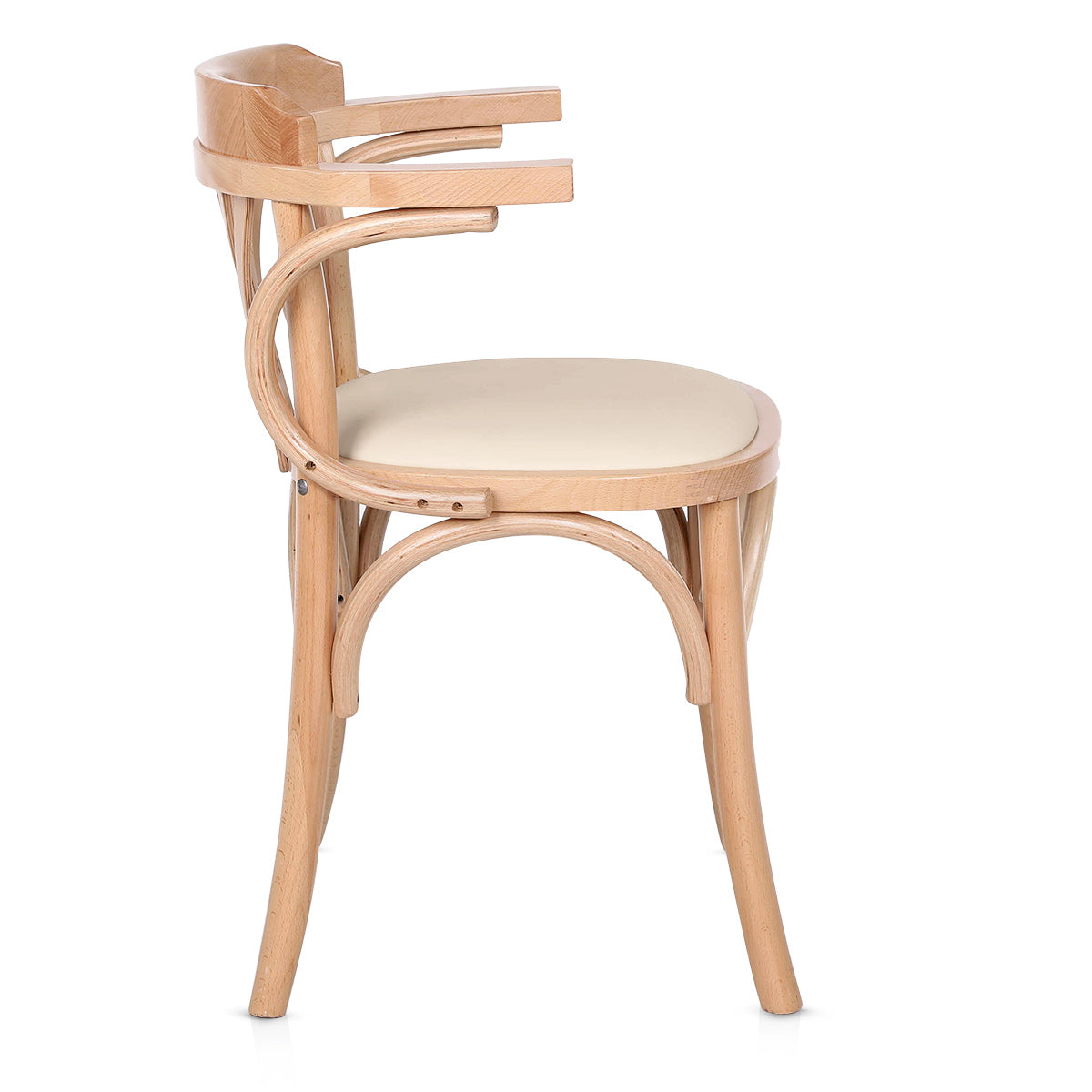 Silla Cuero Auténtico Roble - Jules Crema