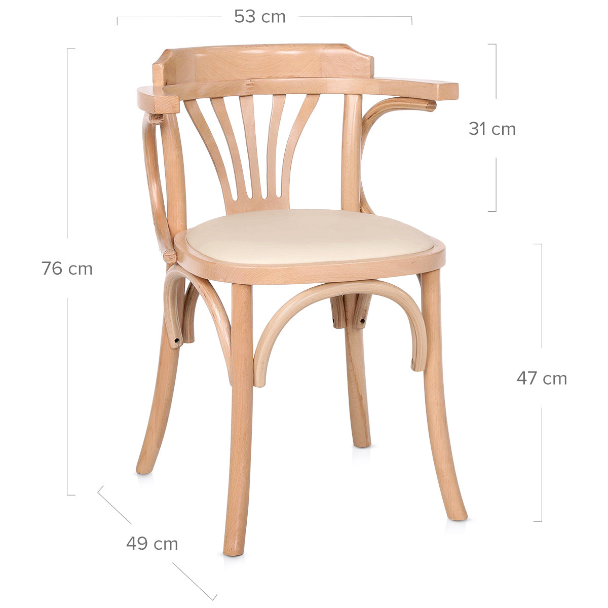 Silla Cuero Auténtico Roble - Jules Crema