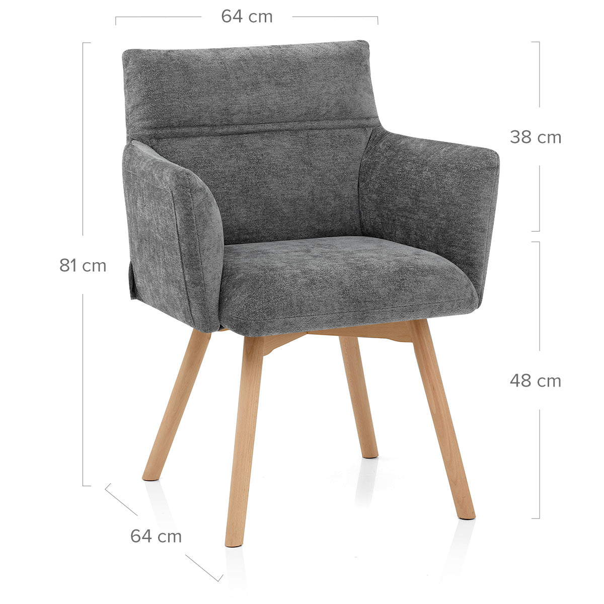 Silla Tela Roble - Mica Gris Oscuro