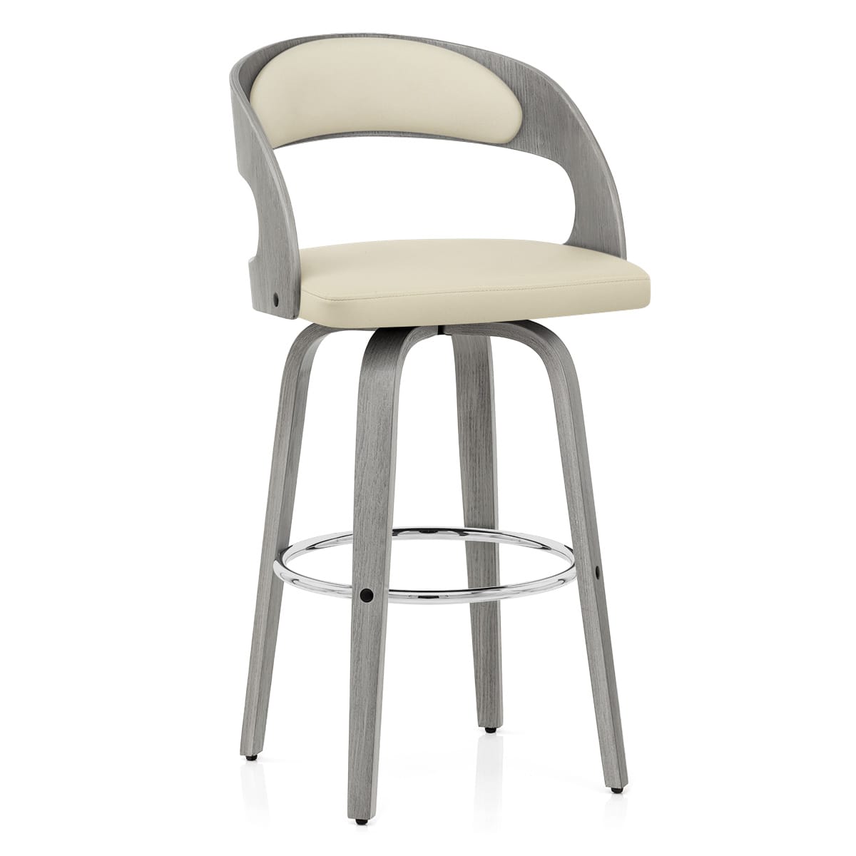 Taburete Polipiel Madera - Alicia Crema