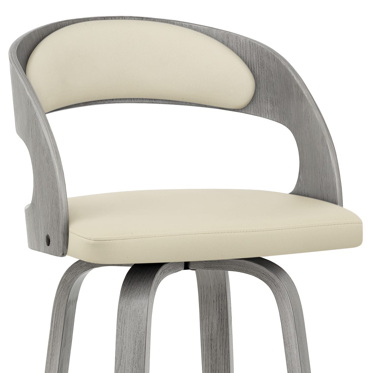 Taburete Polipiel Madera - Alicia Crema