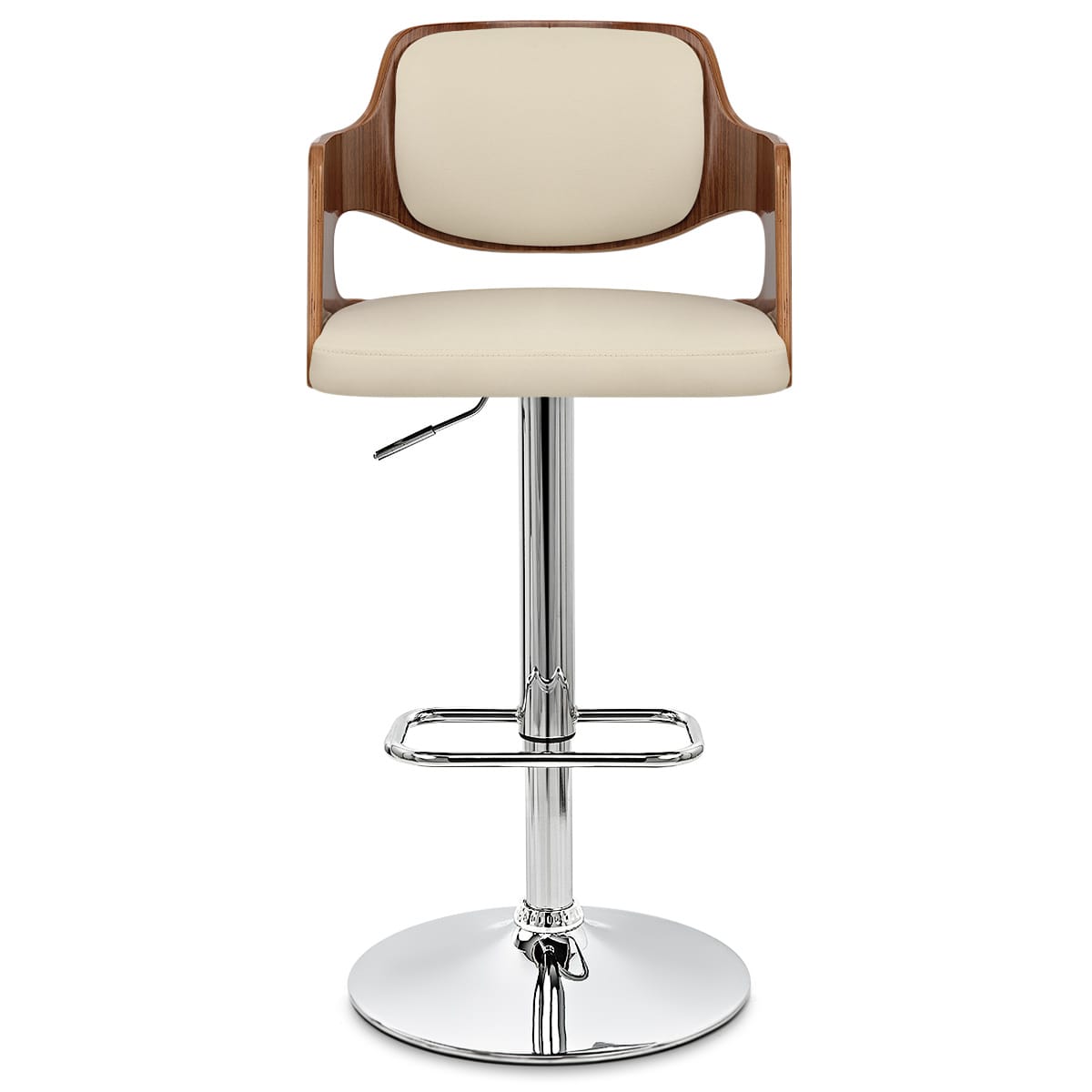 Taburete Madera Cromo - Amazona Crema